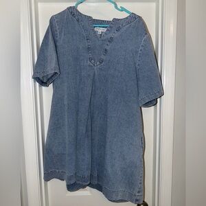 She + Sky Blue Denim V-Neck Dress